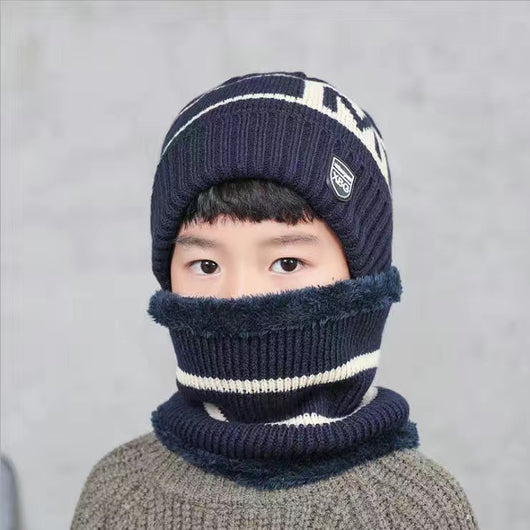 Conjunto de Gorro y Babero Tejido para Niños - Diseño Coreano Letras Abrigado Invierno - Image 10