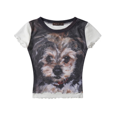 Playera Corta Diseño Americano con Estampado de Gato para Mujer - Image 3