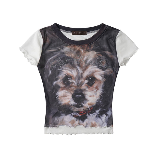 Playera Corta Diseño Americano con Estampado de Gato para Mujer - Image 3