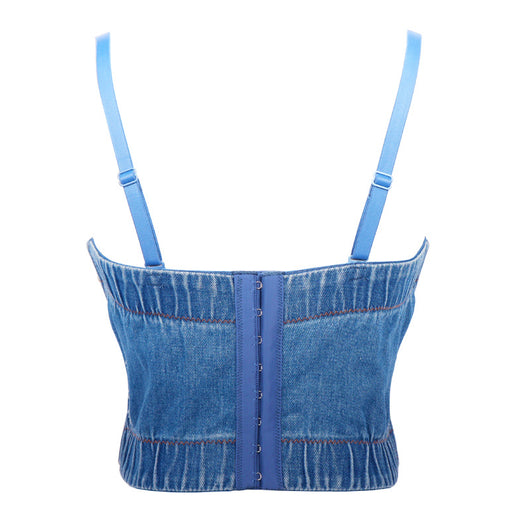 Top Tubo Denim con Perlas Moldeador de Figura - Image 5