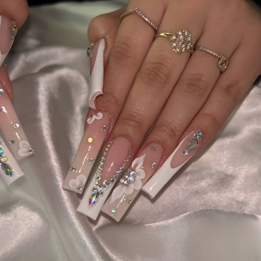 Uñas Postizas Largas Estilo Europeo y Americano - Set de 24 Piezas