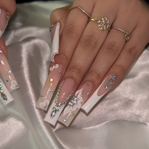 Uñas Postizas Largas Estilo Europeo y Americano - Set de 24 Piezas