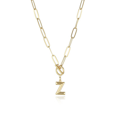 Collar de Letra Chapado en Oro Real Estilo Hip Hop - Image 4