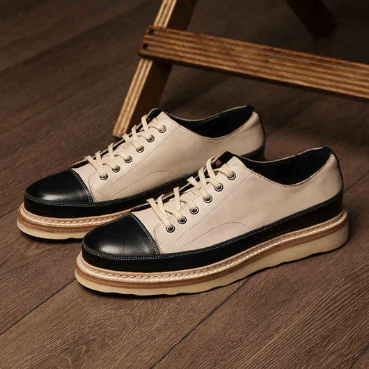 Zapatos Casuales de Cuero Genuino con Plataforma - Estilo Vintage Artesanal
