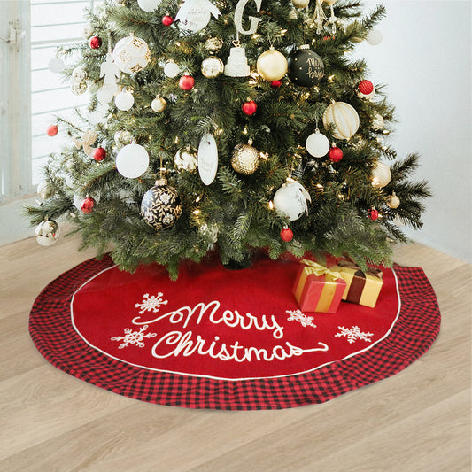 Falda para Árbol de Navidad con Borde Tartán Rojo y Negro