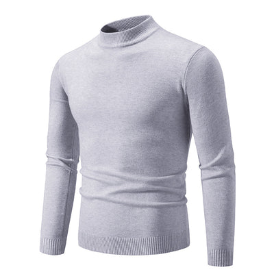 Suéter Cuello Redondo Hombre Invierno Ajustado Color Sólido - Image 7