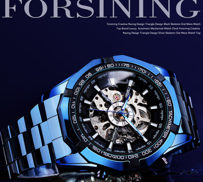 Reloj Automático Mecánico Azul con Diseño Hueco - Image 3
