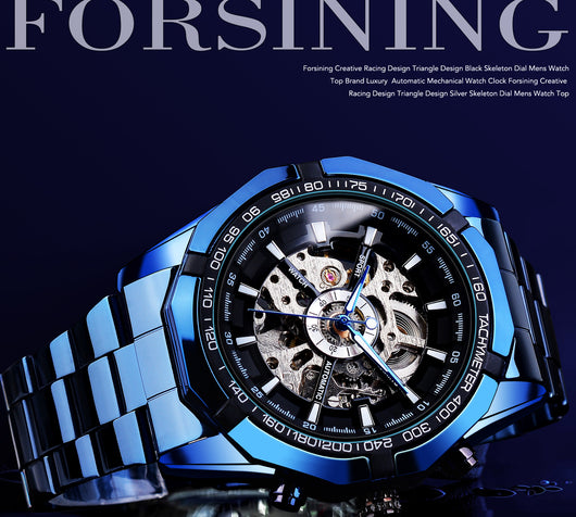 Reloj Automático Mecánico Azul con Diseño Hueco - Image 3