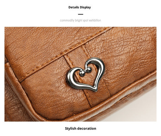 Bolsa Crossbody de Cuero Suave Multibolsillos Versátil - Image 8