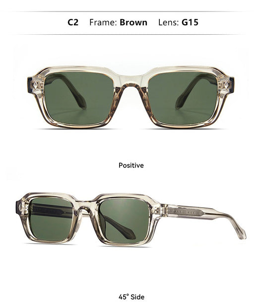 Black square-frame sunglasses with dark lenses and small silver diamond accents on the temples. - Image 22