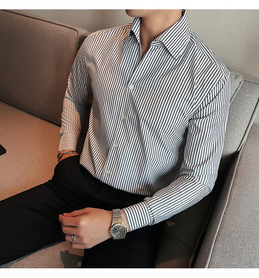 Camisa de Vestir Hombre Talla Grande a Rayas sin Planchado - Image 24