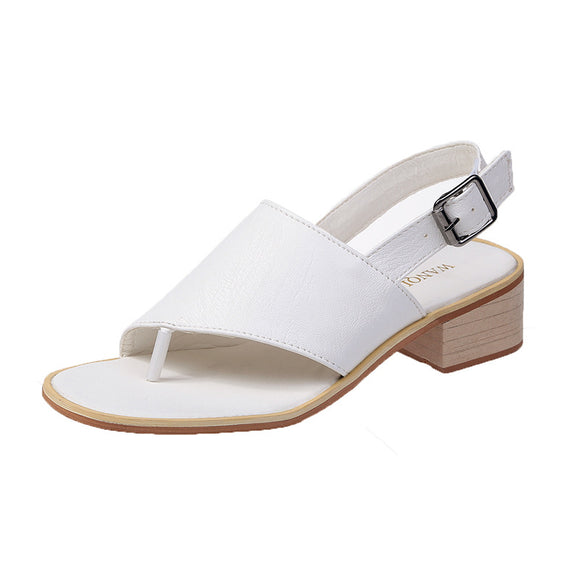 Sandalias Mujer Talla Grande con Tacón Grueso y Hebilla