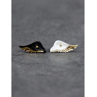 Aretes de Pareja Cerámica y Plata 925 Unisex Blanco y Negro - Image 3