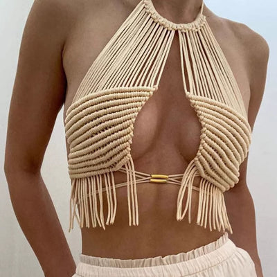 Top Bikini Playero con Borlas para Mujer