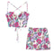 Conjunto Cropped de Renda com Cadarço e Saia de Cintura Alta
