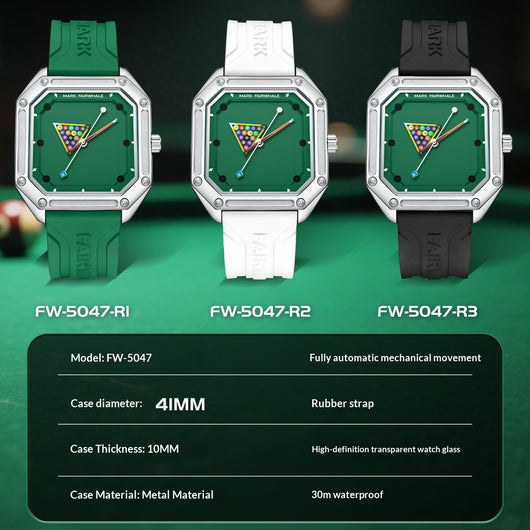Reloj de Cuarzo Personalizado para Hombre con Diseño Temático de Billar - Image 3