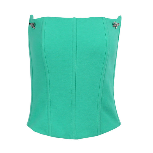 Blusa Sin Tirantes Ajustada Cuello Envuelto Negro - Elegancia Casual - Image 9