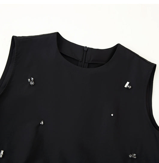 Blusa sin Mangas con Diseño Irregular y Volantes Perlados para Mujer - Image 14