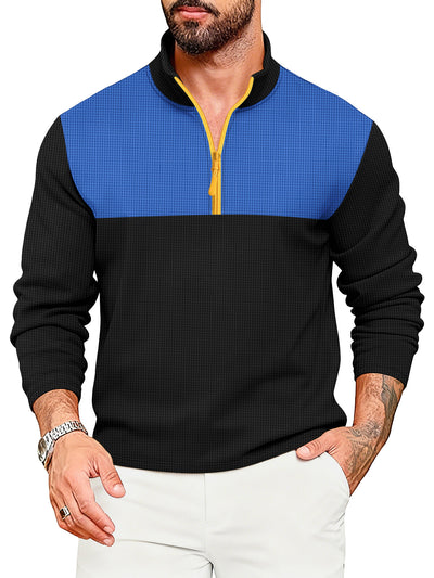 Suéter Deportivo Hombre Media Cremallera Bloques de Color Cuello Alto Manga Larga - Image 9