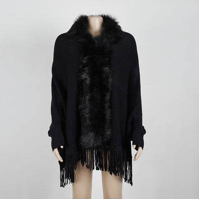 Capa Cardigan con Cuello de Piel y Flecos para Otoño e Invierno - Image 11
