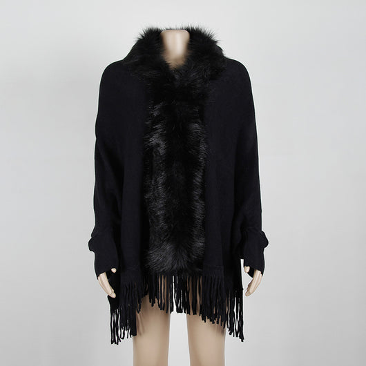 Capa Cardigan con Cuello de Piel y Flecos para Otoño e Invierno - Image 11