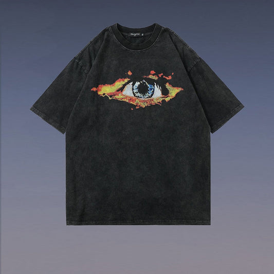 Camiseta Retro Americana de Cuello Redondo para Hombre