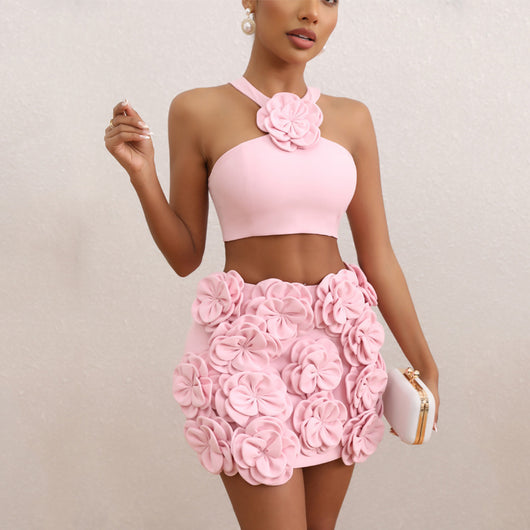 Blusa de Traje Elegante con Falda Floral Decorativa - Image 8