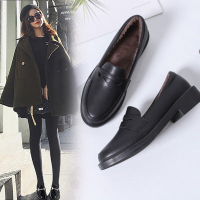 Mocasines Retro Estilo Británico Tacón Grueso Mujer Negro Japonés - Image 2