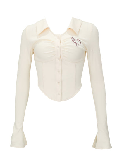 Blusa Reductora de Cintura con Solapa y Manga Larga para Mujer - Image 4
