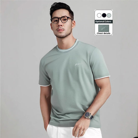 Playera Cuello Redondo Bloques de Color para Hombre con Bordado Artístico Personalizado