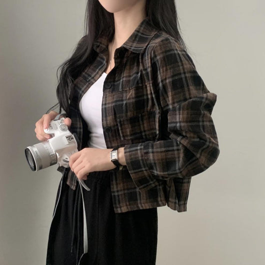 Camisa Cuadrille Oversized de Manga Corta - Image 29