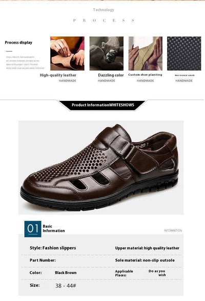 Sandalias de Cuero Perforadas para Hombre - Estilo Ejecutivo Casual - Image 8