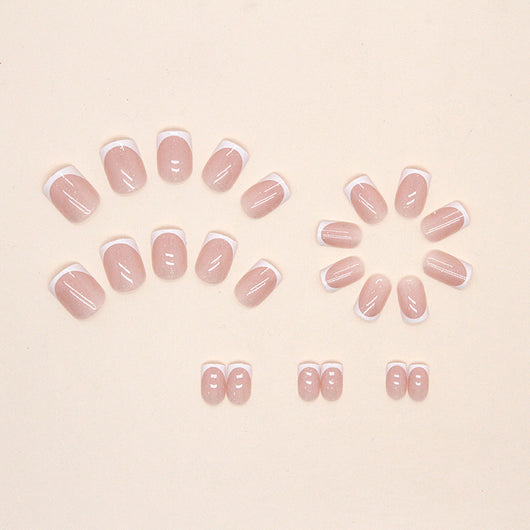 Uñas Postizas Francesas Clásicas Blancas Desmontables - Image 5