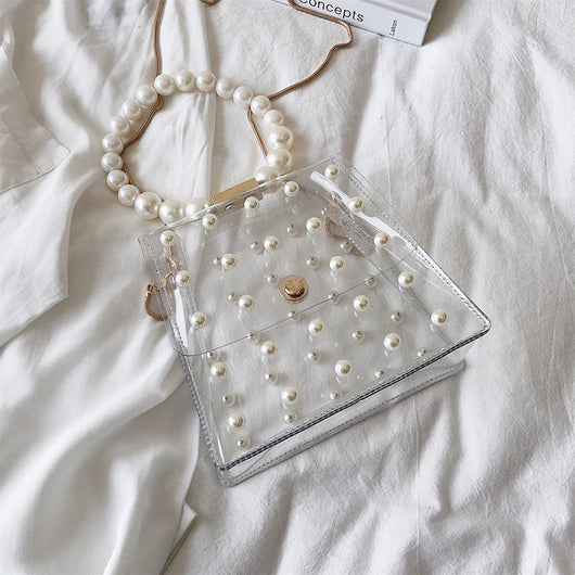Bolso de hombro transparente con perlas para mujer - Image 10