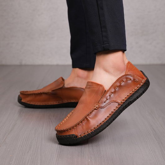 Mocasines Hombre Cuero Ligeros Antideslizantes Sin Cordones