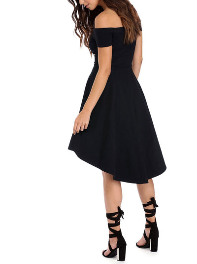 Vestido Asimétrico con Falda Volante y Manga Corta - Image 14
