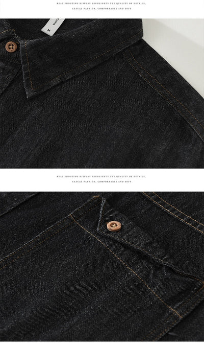 Camisa Denim Retro Estilo Japonés Manga Larga para Hombre - Image 9