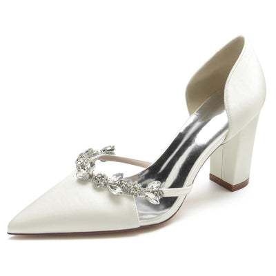 Zapatos de Tacón Cuadrado con Punta Afilada y Cristales Brillantes - Image 34