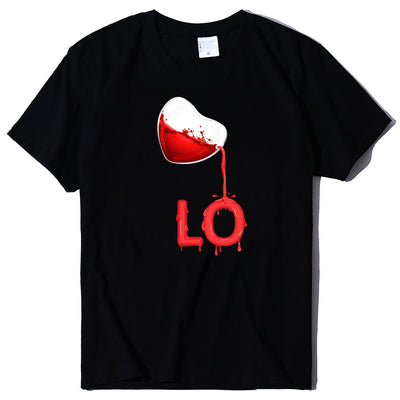 Playera de Pareja Cuello Redondo Love Rojo con Bordado LOVE Manga Corta Casual - Image 25