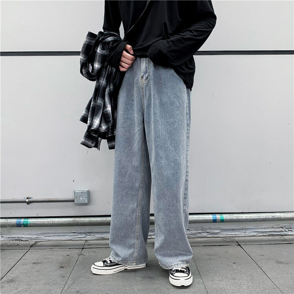 Pantalones Vaqueros Hombre Estilo Coreano Rectos Sueltos