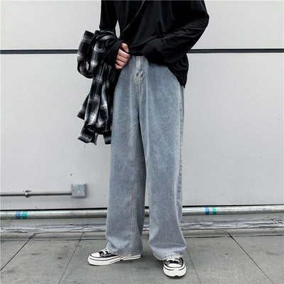 Pantalones Vaqueros Hombre Estilo Coreano Rectos Sueltos