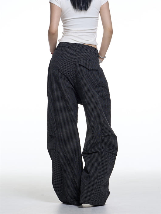 Pantalones Anchos de Cuadros Retro Americano para Mujer - Comodidad Casual - Image 6