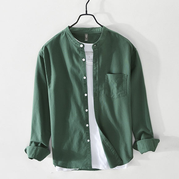 Camisa Casual con Cuello Mao Talla S para Hombre