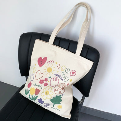 Bolsa de Lona Grande con Estampados Adorables - Capacidad Máxima - Image 23