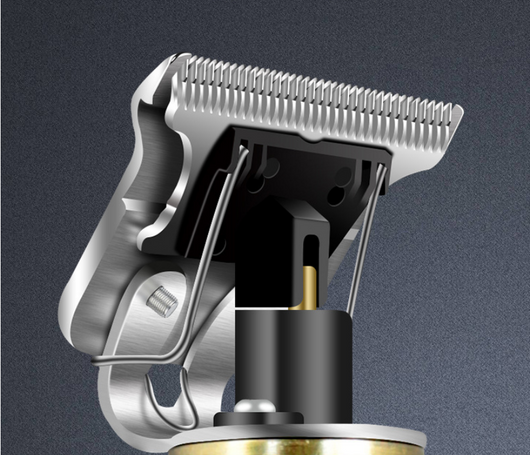 Professional electric hair clipper with gold T-blade, bronze and silver decorative handle, and black wrist strap. - Image 15