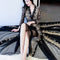 Vestido Elegante Estilo Hepburn con Malla Bordada Premium
