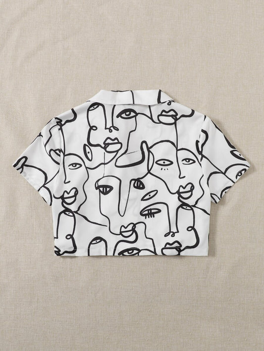 Camisa Estampada de Solapa Única Largo Medio - Image 2