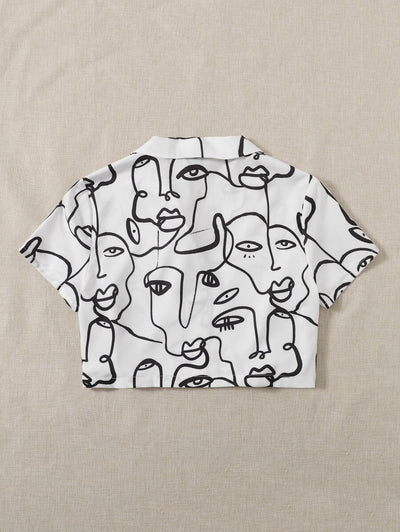 Camisa Estampada de Solapa Única Largo Medio - Image 2