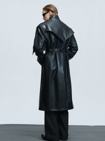 Gabardina Larga con Hebilla de Moneda de Cobre y Cintura Ajustada - Image 3