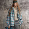 Men's Distressed Plaid Long Sleeve Shirt